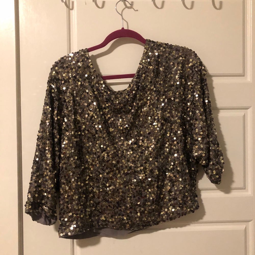 Gold Vince sequin batwing top